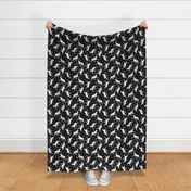 Trotting White Boxers and paw prints - black