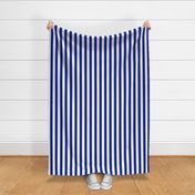 Large Imperial Blue Awning Stripe Pattern Vertical in White