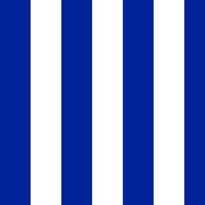 Large Imperial Blue Awning Stripe Pattern Vertical in White