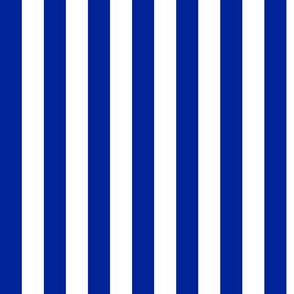 Imperial Blue Awning Stripe Pattern Vertical in White