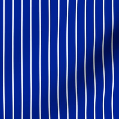 Imperial Blue Pin Stripe Pattern Vertical in White