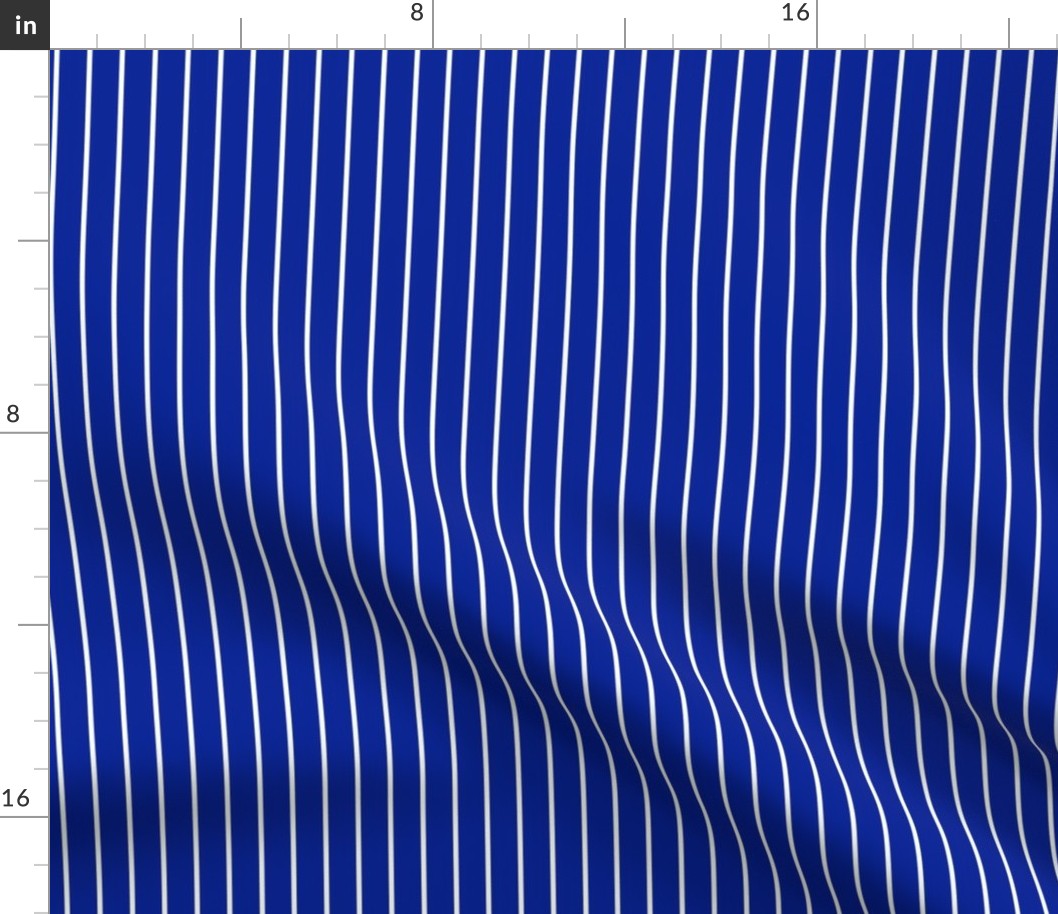 Imperial Blue Pin Stripe Pattern Vertical in White