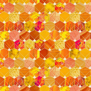 textured hexagons - orange - 12 in