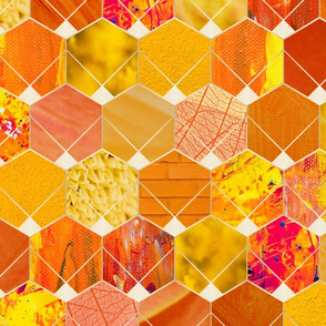 textured hexagons - orange