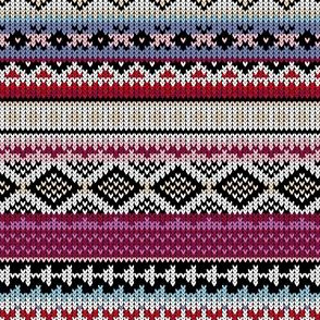 mini fairisle multi in peri/red/black