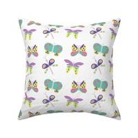 Cute butterflies on white background 