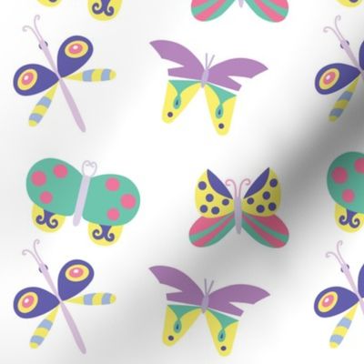 Cute butterflies on white background 