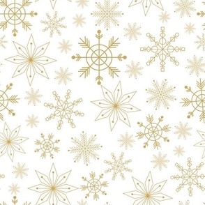 golden yellow Snowflakes on white 