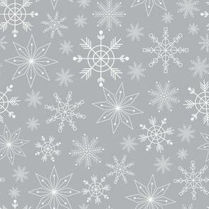 delicate thin snoflakes on grey - "Nude Christmas" collection