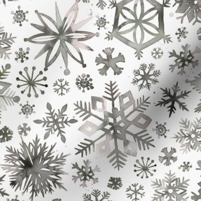 Winter Snowflakes Natural Gray