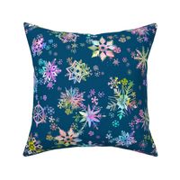 Winter Snowflakes Multicolor Blue Fabric