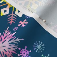 Winter Snowflakes Multicolor Blue Fabric