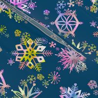 Winter Snowflakes Multicolor Blue Fabric