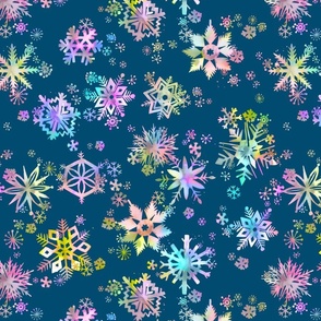 Winter Snowflakes Multicolor Blue Fabric