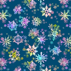 Winter Snowflakes Multicolored Blue