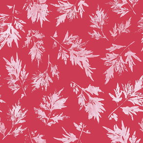 leaf print. red