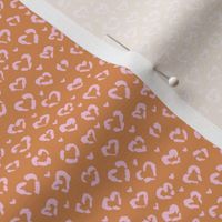 Little Valentine hearts leopard design messy animal print boho nursery trend pink on burnt orange tiny