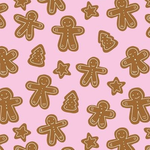 Little Christmas cookies and gingerbread men pink