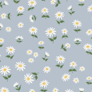 daisy meadow on a blue background