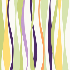 colorful lavender ribbons - waves fabric