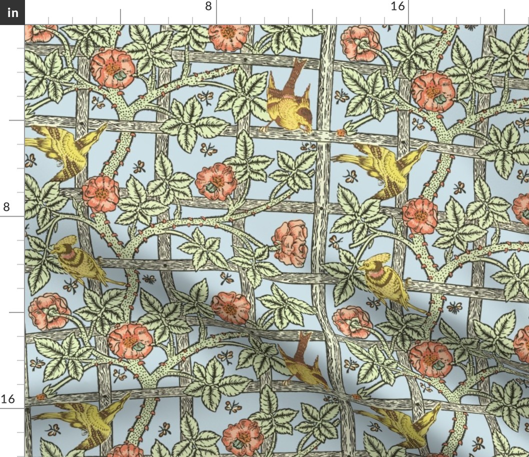 William Morris ~ Birds on A Trellis ~ Yellow Birds on Vow  ~ Medium