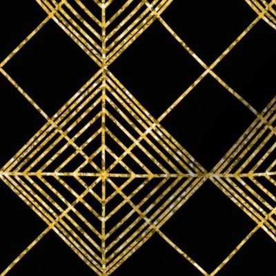 Continuous Geometric Pattern Black and Gold