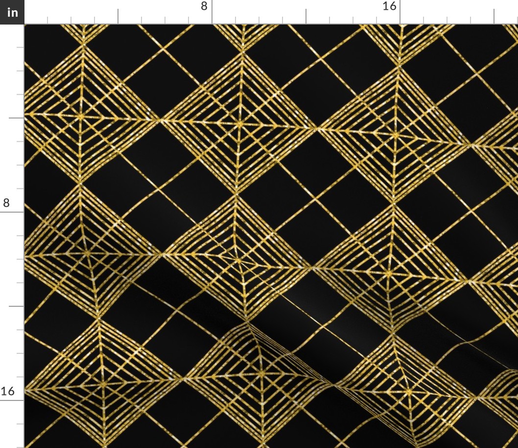 Continuous Geometric Pattern Black and Gold