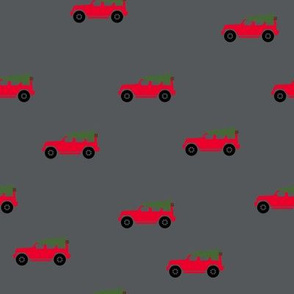 Jeep Wrangler-Christmas Tree Dark Grey Background-Red Jeep