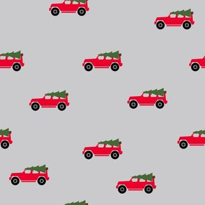 Jeep  wrangler-Christmas Tree Light Grey Background-red jeep