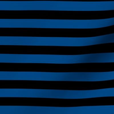 Blue Awning Stripe Pattern Horizontal in Black