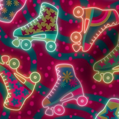 70s neon roller skates