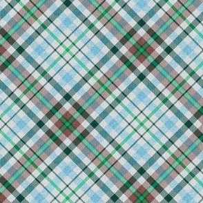 Fuzzy Look Plaid in Aqua Pine and Chocolate on White 45 degree angle
