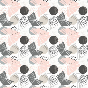 Pink and Gray Abstract Flowers