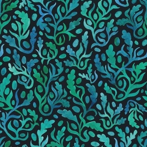 Botanical swirls (large scale, dark background)