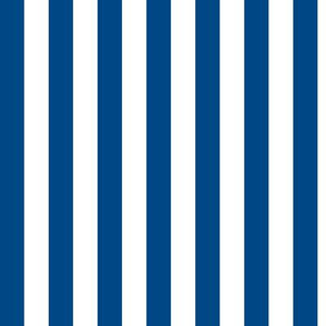 Blue Awning Stripe Pattern Vertical in White