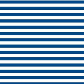 Blue Bengal Stripe Pattern Horizontal in White