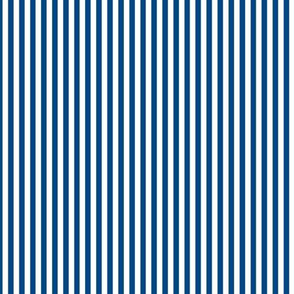Small Blue Bengal Stripe Pattern Vertical in White