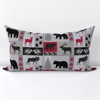 Mountain Wildlife Gray Red Medium