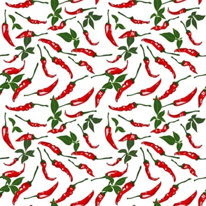 Chili peppers pattern. Drawn by hand.