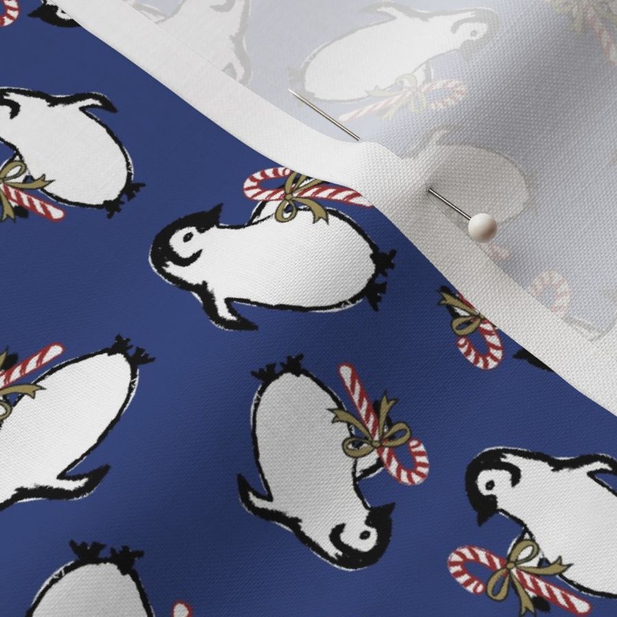 Candy Cane Penguins - Dark Blue