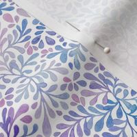 Watercolour Floral (small), purple and blue pastel watercolor ditsy pattern