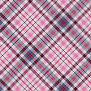 Fuzzy Look Plaid in Hot Pink Blue and White 45 Degree Angle