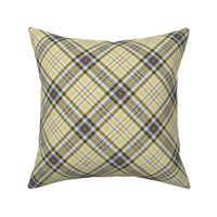 Fuzzy Look Plaid in Yellow Blue and Olive Green on White 45 degree angle