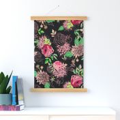 Figs  and Dahlias Reign of Flowers Black and Pink Small