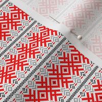 Unity - Force Protection Abundance - Ethno Ukrainian Traditional Pattern - Slavic Ornament - Small Scale Red Black