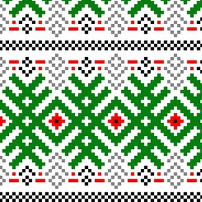 Unity - Force Protection Abundance - Ethno Ukrainian Traditional Pattern - Slavic Ornament - Large Scale Red Black Green