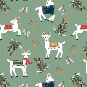 Sage Yule Goat Christmas Print | medium scale 