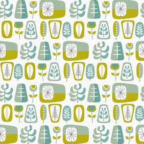 Space Age Botanicals Olive Teal White
