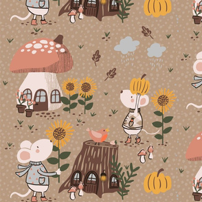 mouse in the garden on beige