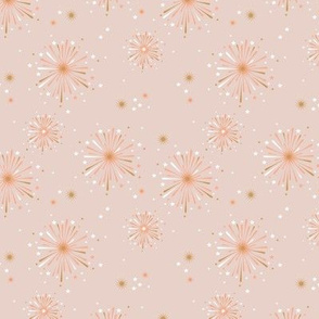Happy 2023 - Happy new year celebration fireworks and stars party soft pastel beige coral orange white